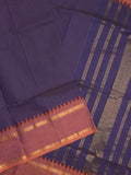 Kanchi cotton plain saree with zari border with attached self blouse
