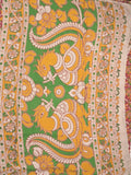 Kalamakari cotton saree maroon color allover prints & printed border with printed pallu and contrast blouse