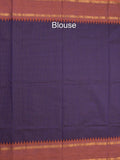 Kanchi cotton plain saree with zari border with attached self blouse