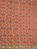 Kalamakari cotton saree maroon color allover prints & printed border with printed pallu and contrast blouse