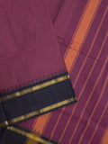 Kanchi cotton plain saree with zari border with attached self blouse