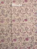 Kalamakari cotton saree royal blue color allover prints & printed border with printed pallu and contrast blouse