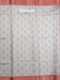 Banaras digital print fancy sarees light lavender color allover prints & zari border with short pallu and contrast blouse