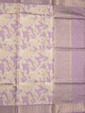 Banaras digital print fancy sarees half white color allover prints & zari border with short pallu and contrast blouse