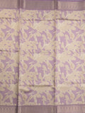 Banaras digital print fancy sarees half white color allover prints & zari border with short pallu and contrast blouse
