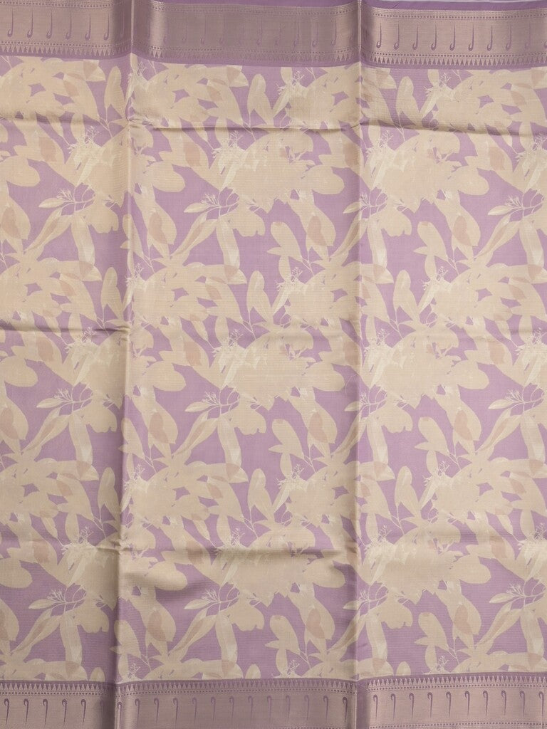 Banaras digital print fancy sarees half white color allover prints & zari border with short pallu and contrast blouse