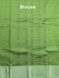 Mangalagiri fancy saree royal blue color allover zari checks & kaddi border with contrast pallu and plain blouse