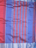 Mangalagiri fancy saree cherry pink color allover zari checks & kaddi border with contrast pallu and plain blouse