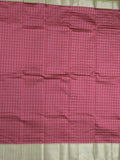 Mangalagiri fancy saree wine color allover zari checks & kaddi border with contrast pallu and plain blouse