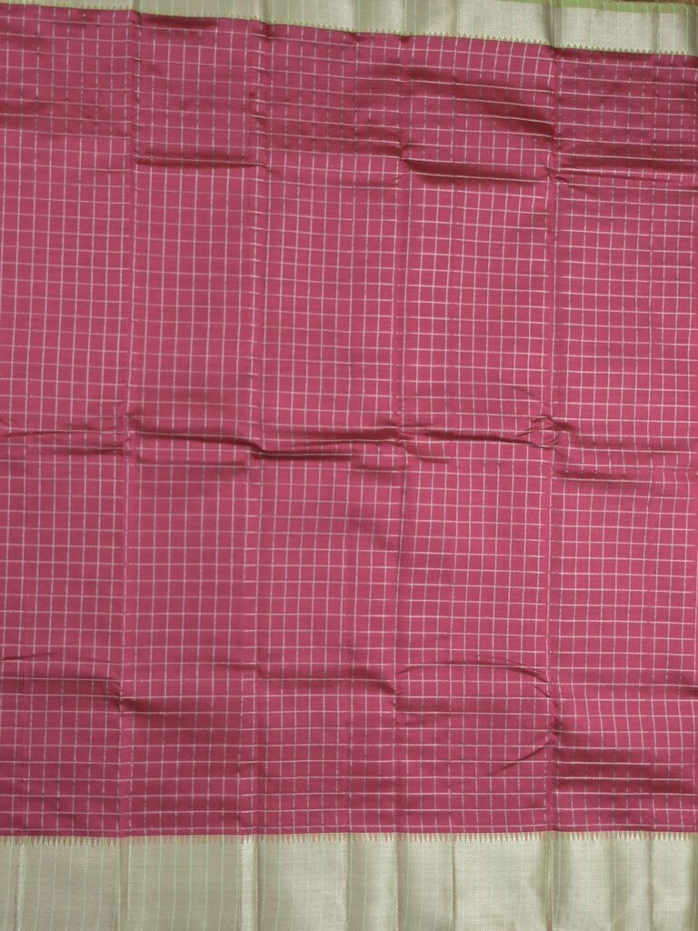 Mangalagiri fancy saree wine color allover zari checks & kaddi border with contrast pallu and plain blouse