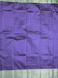 Mangalagiri fancy saree royal blue color allover zari checks & kaddi border with contrast pallu and plain blouse