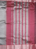 Mangalagiri fancy saree grey color allover zari checks & kaddi border with contrast pallu and plain blouse