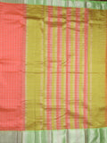 Mangalagiri fancy saree light pink color allover zari checks & kaddi border with contrast pallu and plain blouse