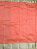 Mangalagiri fancy saree light pink color allover zari checks & kaddi border with contrast pallu and plain blouse