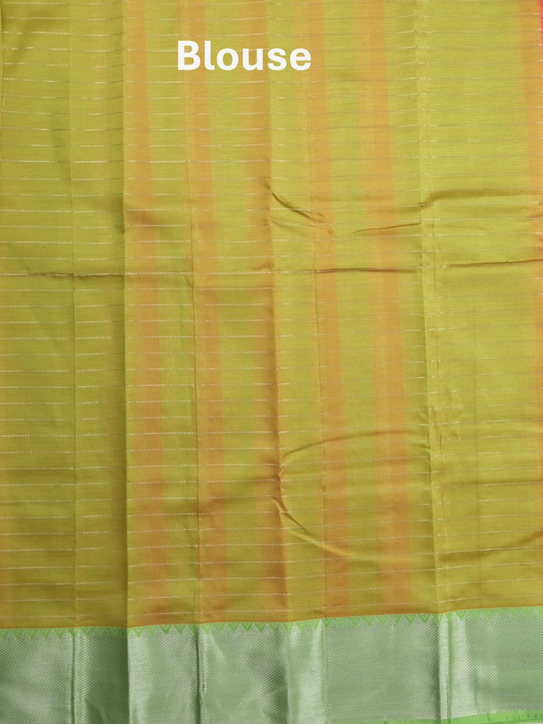 Mangalagiri fancy saree light pink color allover zari checks & kaddi border with contrast pallu and plain blouse