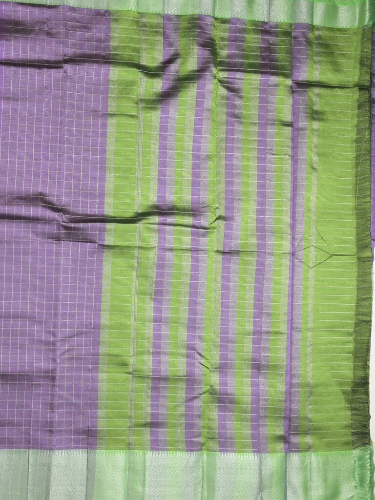 Mangalagiri fancy saree purple color allover zari checks & kaddi border with contrast pallu and plain blouse