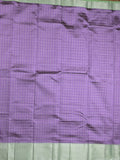 Mangalagiri fancy saree purple color allover zari checks & kaddi border with contrast pallu and plain blouse