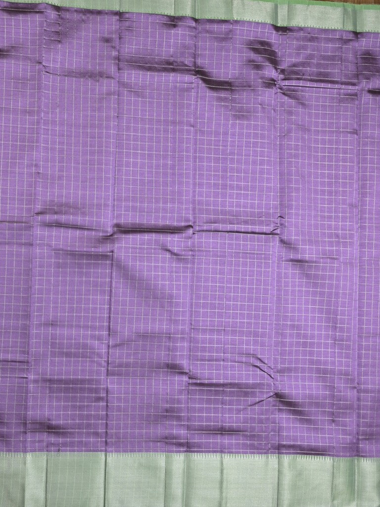 Mangalagiri fancy saree purple color allover zari checks & kaddi border with contrast pallu and plain blouse