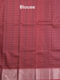 Mangalagiri fancy saree navy blue color allover zari checks & kaddi border with contrast pallu and plain blouse