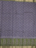 Maheshwari fancy saree royal blue color allover prints & zari border with contrast printed pallu and blouse