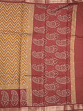 Maheshwari fancy saree mustard yellow color allover prints & zari border with contrast printed pallu and blouse