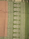 Maheshwari fancy saree mustard yellow color allover prints & zari border with contrast printed pallu and blouse