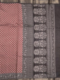 Maheshwari fancy saree maroon color allover prints & zari border with contrast printed pallu and blouse