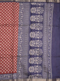 Maheshwari fancy saree maroon color allover prints & zari border with contrast printed pallu and blouse