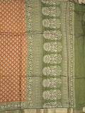 Maheshwari fancy saree mustard yellow color allover prints & zari border with contrast printed pallu and blouse