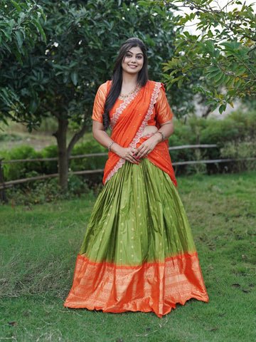 Green color banaras lehenga set with dupatta