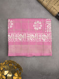 Dola silk fancy saree light pink color allover prints & zari border with printed pallu and attached blouse
