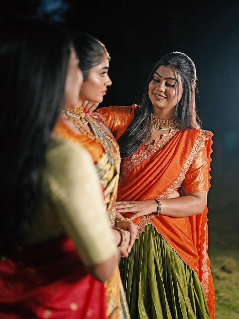 Green color banaras lehenga set with dupatta