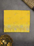 Raw mango fancy saree yellow color allover zari motifs & zari border with rich pallu and attached blouse