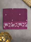 Raw mango fancy saree dark wine color allover zari motifs & zari border with rich pallu and attached blouse