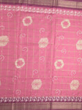 Dola silk fancy saree rose pink color allover prints & zari border with printed pallu and attached blouse