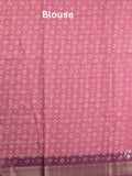 Dola silk fancy saree rose pink color allover prints & zari border with printed pallu and attached blouse