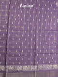 Dola silk fancy saree lavender color allover prints & zari border with printed pallu and attached blouse