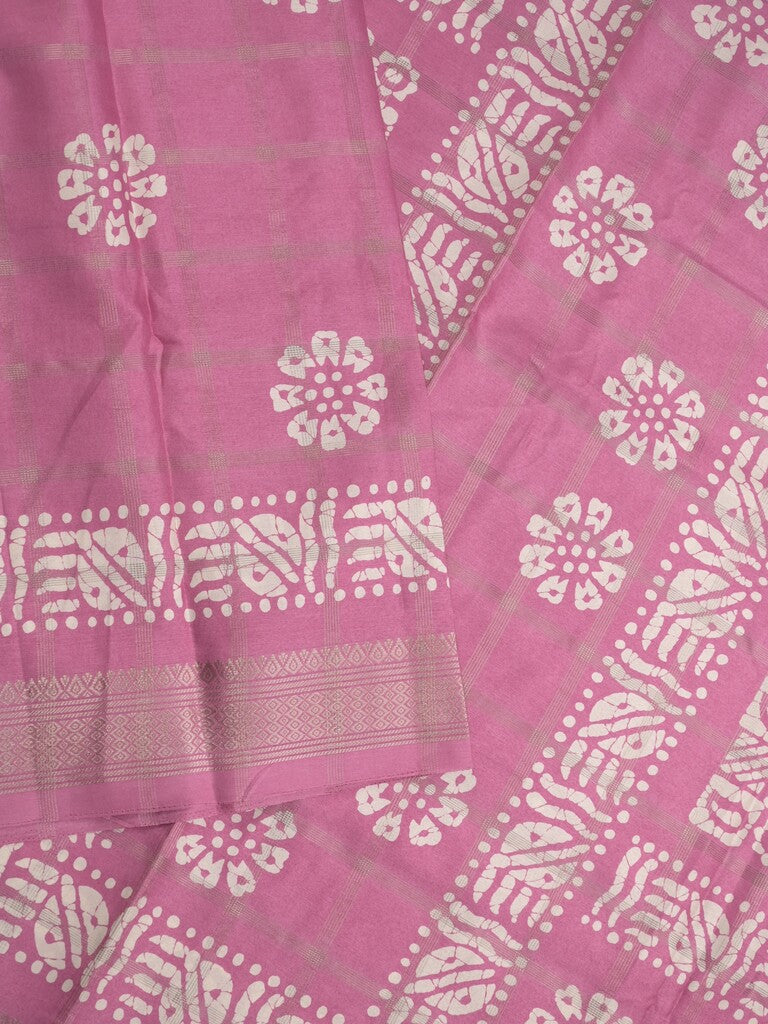 Dola silk fancy saree light pink color allover prints & zari border with printed pallu and attached blouse