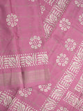 Dola silk fancy saree light pink color allover prints & zari border with printed pallu and attached blouse