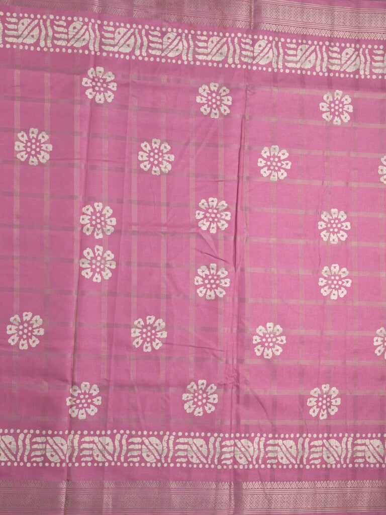 Dola silk fancy saree light pink color allover prints & zari border with printed pallu and attached blouse