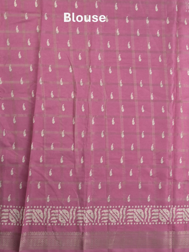 Dola silk fancy saree light pink color allover prints & zari border with printed pallu and attached blouse