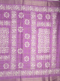 Dola silk fancy saree purple color allover prints & zari border with printed pallu and attached blouse