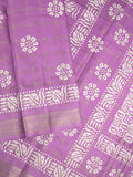 Dola silk fancy saree purple color allover prints & zari border with printed pallu and attached blouse