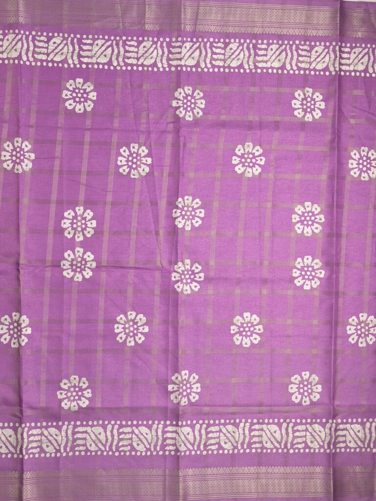 Dola silk fancy saree purple color allover prints & zari border with printed pallu and attached blouse