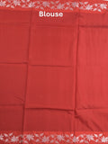 Raw mango fancy saree red color allover zari motifs & zari border with rich pallu and attached blouse
