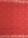 Raw mango fancy saree red color allover zari motifs & zari border with rich pallu and attached blouse