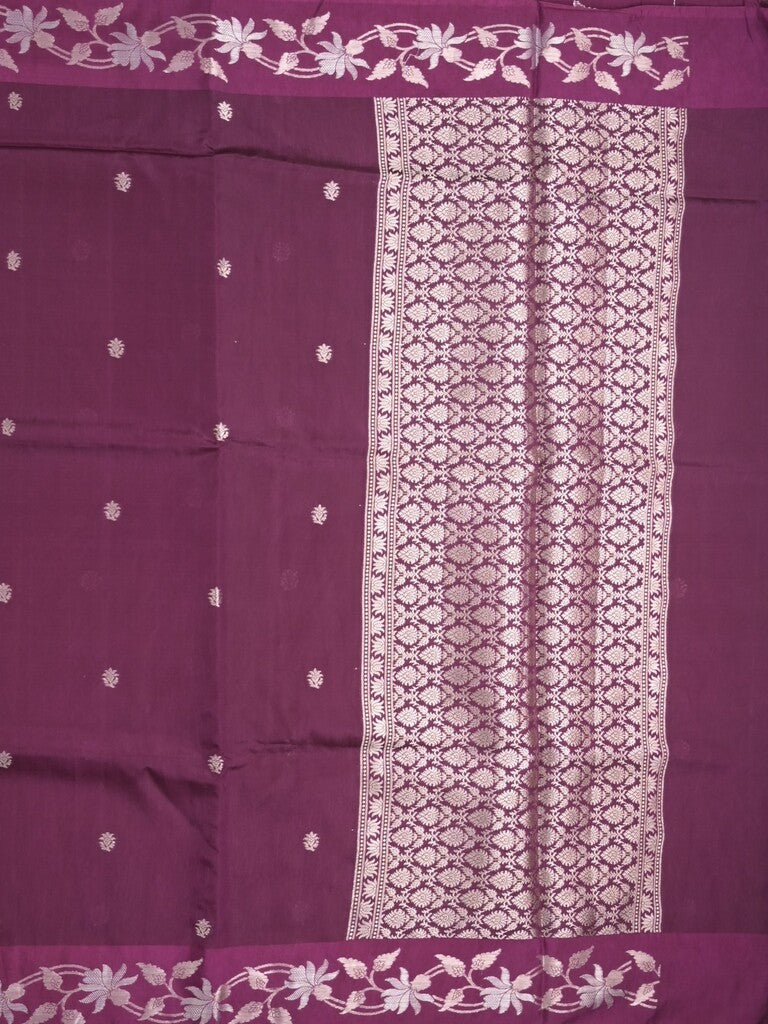 Raw mango fancy saree dark wine color allover zari motifs & zari border with rich pallu and attached blouse