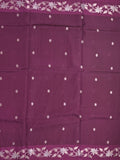 Raw mango fancy saree dark wine color allover zari motifs & zari border with rich pallu and attached blouse