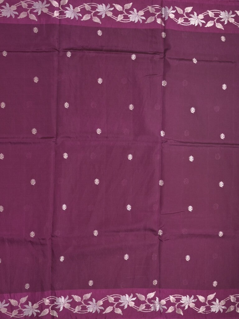 Raw mango fancy saree dark wine color allover zari motifs & zari border with rich pallu and attached blouse