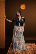 Crop top and skirt with the coat